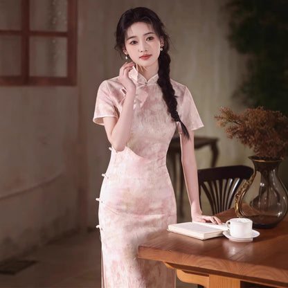Kawaii Fashion China Dress Twilight Rose Bead Embellished Satin Elegance