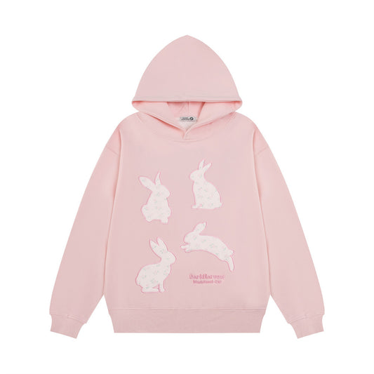 kawaii fashion creative Bunny Patch Embroidered Hoodie