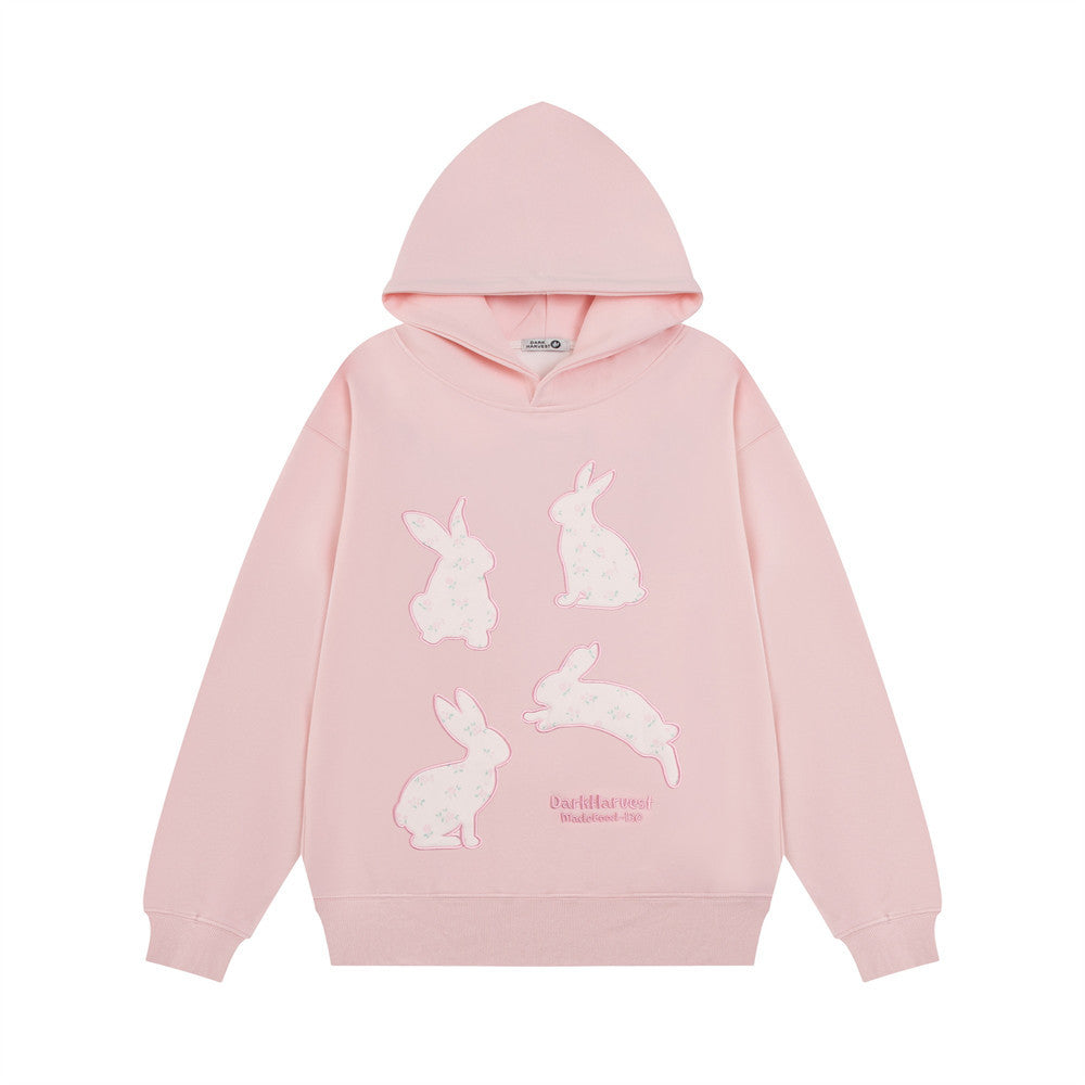 kawaii fashion creative Bunny Patch Embroidered Hoodie