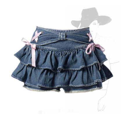 Kawaii Fashion Skirt Twilight Breeze Pleated Bow Skirt