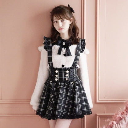 Kawaii Fashion Skirt  Whimsical Blossom Tulle Suspender Skirt