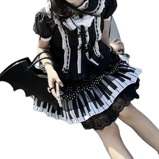 Kawaii Fashion Skirt Crescendo of Midnight Chiffon Pettiskirt