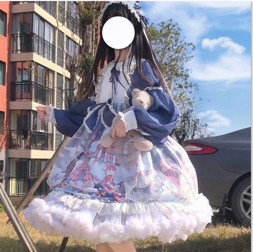 Cyan Whispers of Doll Collar Bliss Dress