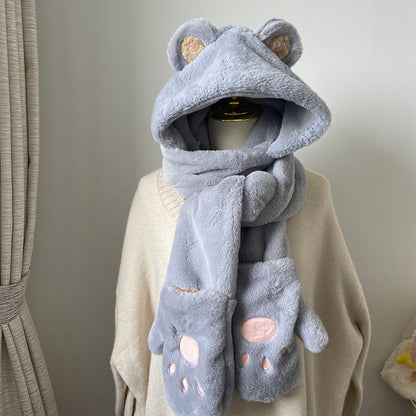 Kawaii Fashion Coat Whipped Winter Cloud Scarf Ensemble