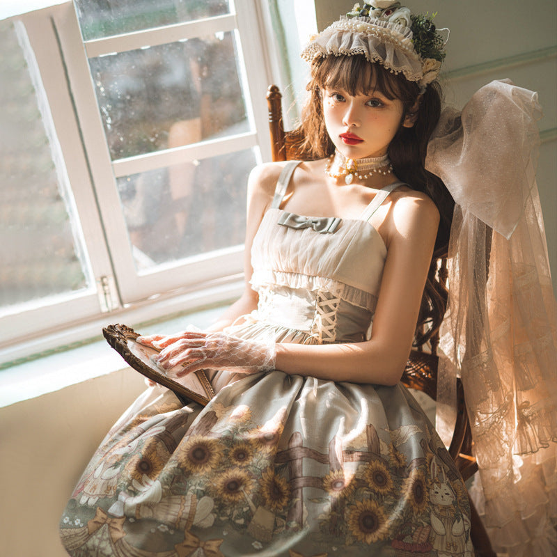 Kawaii Fashion Lolita Dress Velvet Moonbeam Suspender Ensemble