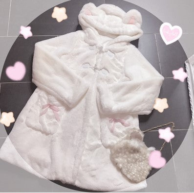 Kawaii Fashion Coat Whimsical Cloud-Kissed Velvet Overcoat