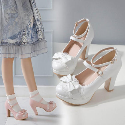 Kawaii Fashion Shoes Beige Blossom Dream Heels