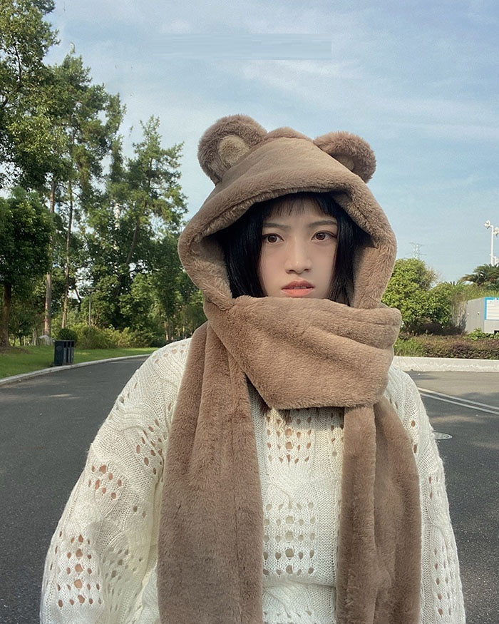 Kawaii Fashion Coat Whipped Winter Cloud Scarf Ensemble