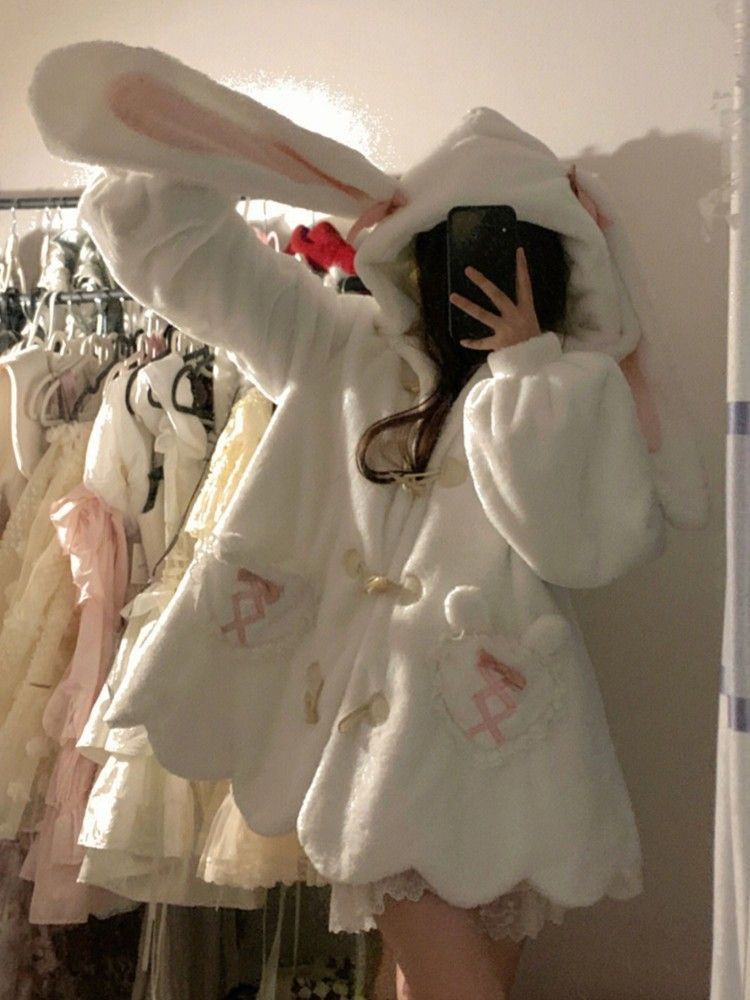 Kawaii Fashion Coat Whimsical Bowtied Cashmere Dream Coat