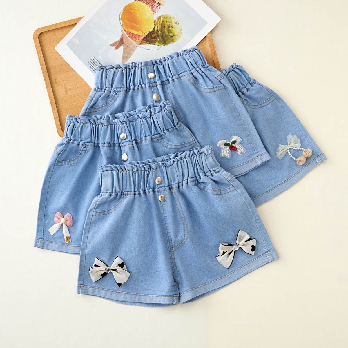 Kawaii Fashion Shorts Whimsical Wonderland High Waist Denim Shorts
