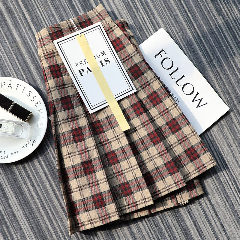 Kawaii Fashion Skirt Lavender Honey Plaid Pleat Skirt