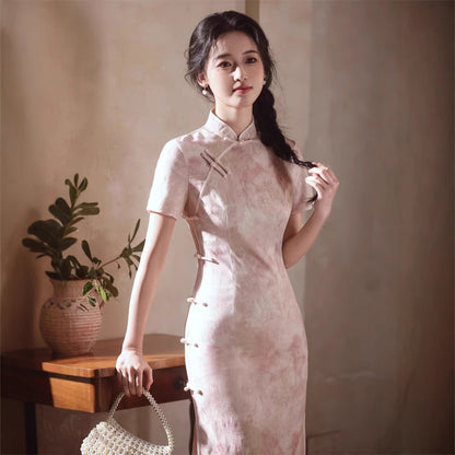 Kawaii Fashion China Dress Twilight Rose Bead Embellished Satin Elegance