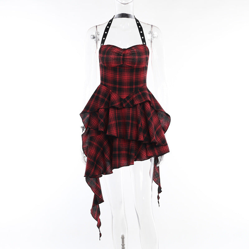 Kawaii Fashion Punk Dress Scarlet Plaid Dreamweaver Slip Dress