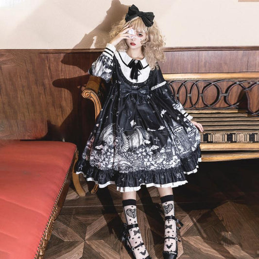 Kawaii Fashion Goth Dress Whimsical Dreamscape Anime Swing Dress