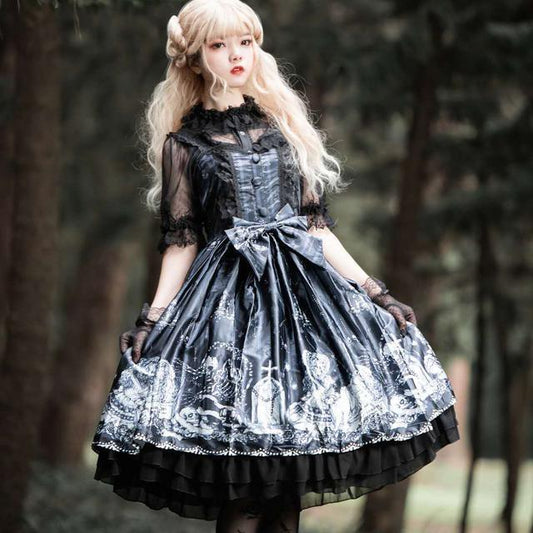 Kawaii Fashion Goth Dress Whispers of Frosted Moonlight Dress