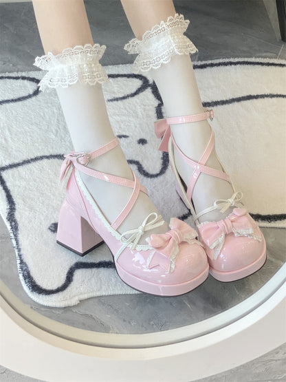 Kawaii Fashion Shoes Milk Cloud Ruffle Step Heels