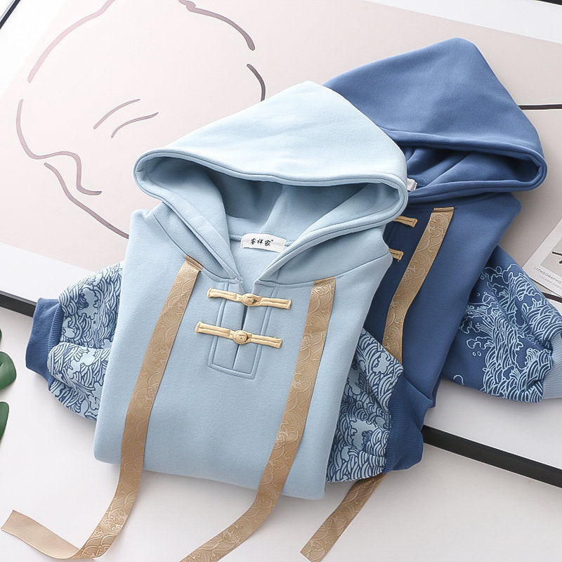 Kawaii Fashion Hoodie Whispers of Blue Cotton Blossom Top