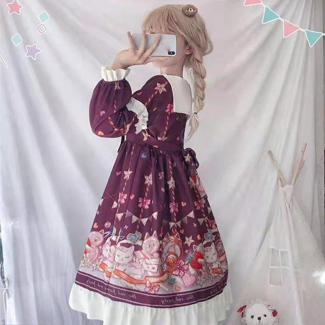 Kawaii Fashion Lolita Dress Lavender Whiskers Dream Swing Skirt
