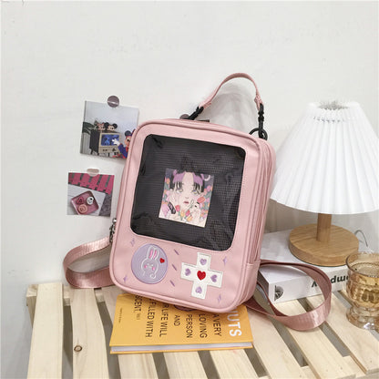 Kawaii Fashion Bag Whimsical Whiskers Embroidered Square Bag