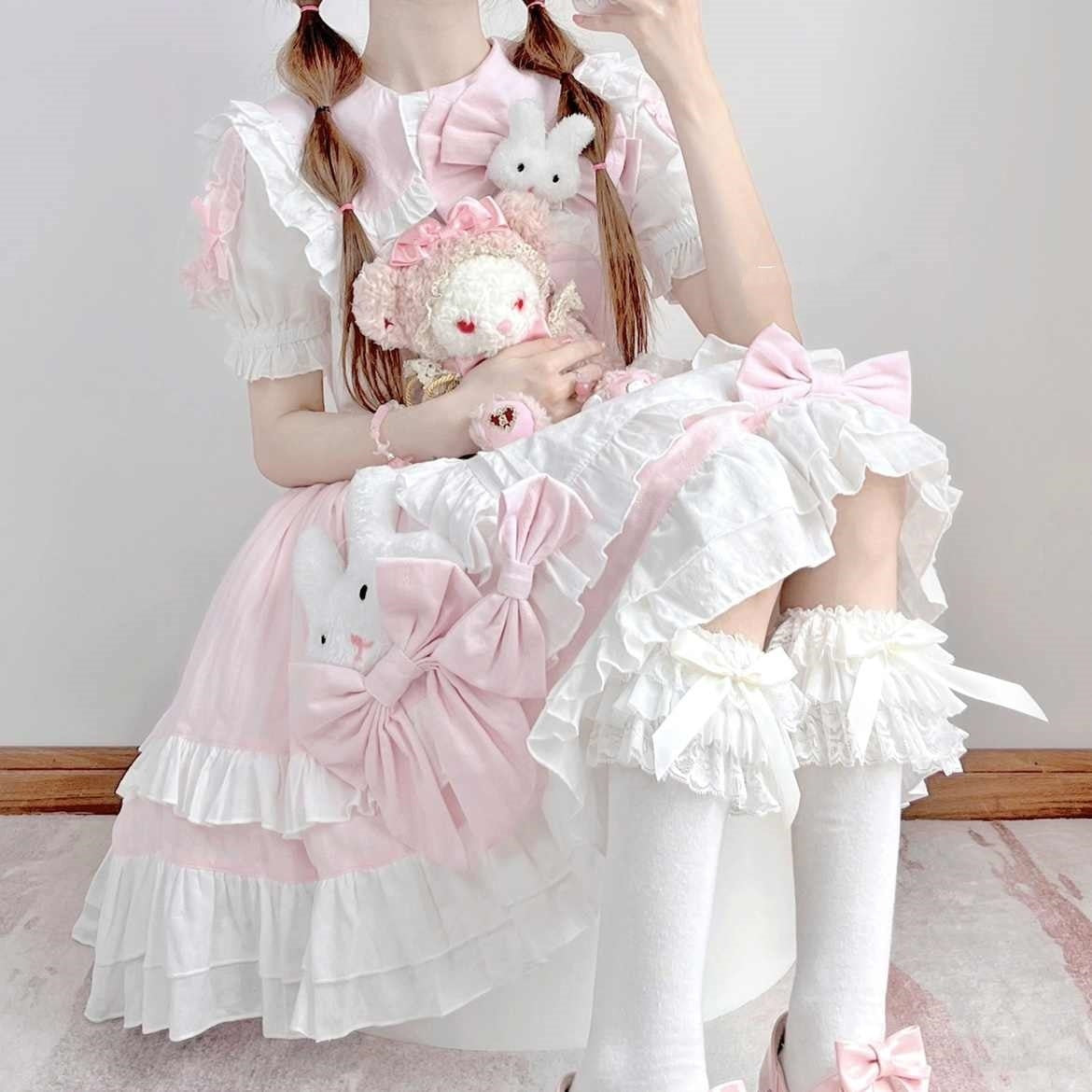 Whimsical Bunny Blossom Suspender Ensemble