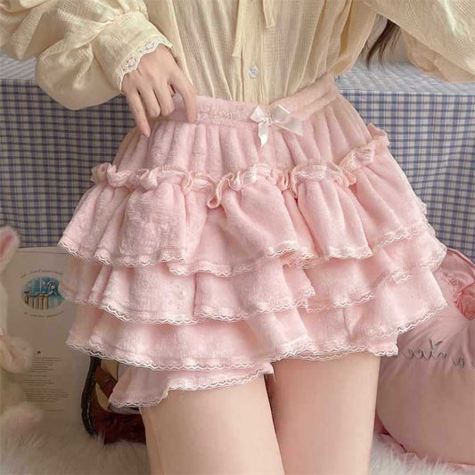 Kawaii Fashion Skirt Blushing Petal Chenille Dream Skirt Set