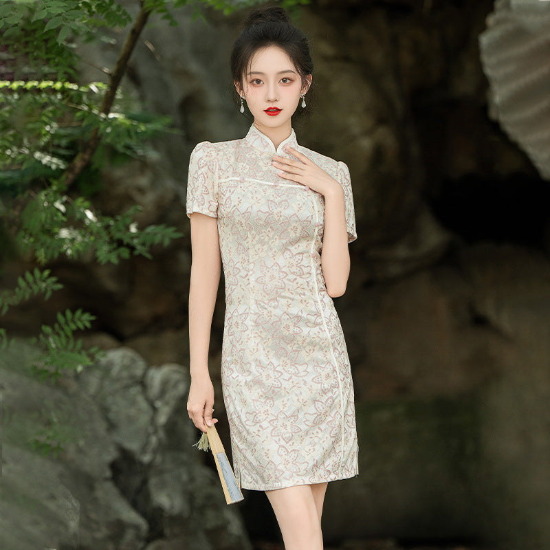 Short Lace Cheongsam, Women's Summer Dress