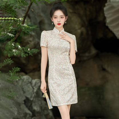 Short Lace Cheongsam, Women's Summer Dress