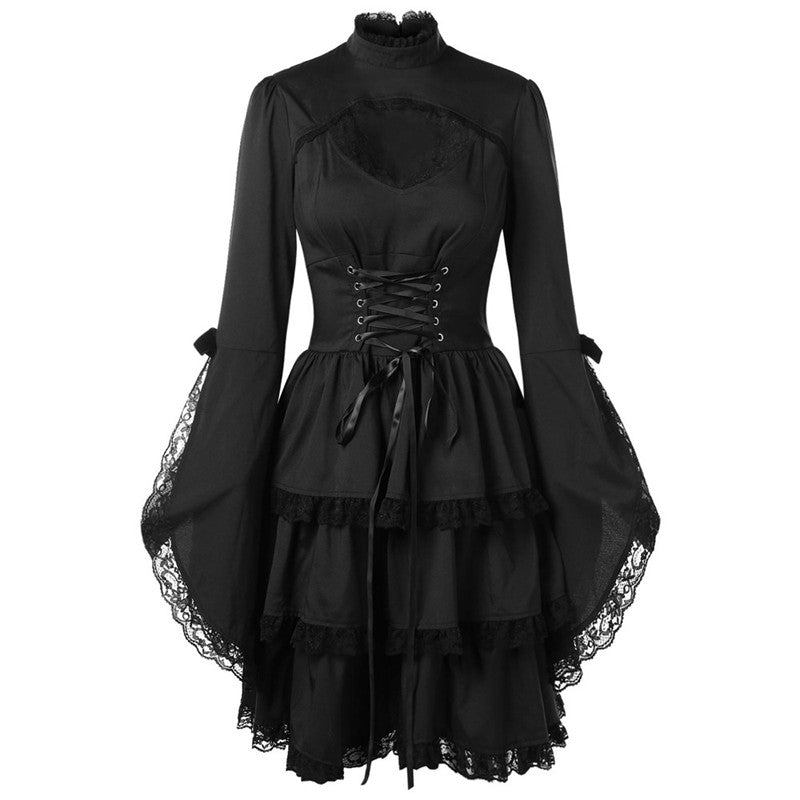 Lace stitching retro skirt
