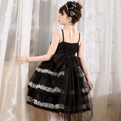 Kawaii Fashion Goth Dress Starlit Whisper Cotton Bow Dress