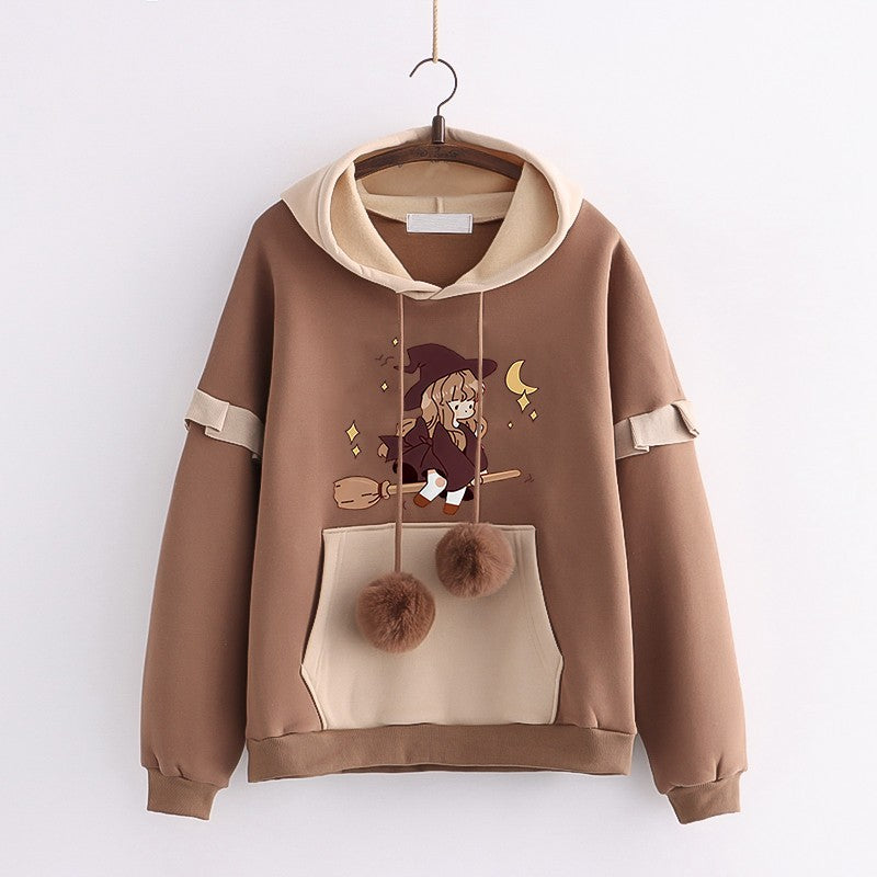 Kawaii Fashion Hoodie Velvet Enchantment of the Broom Girl Coat