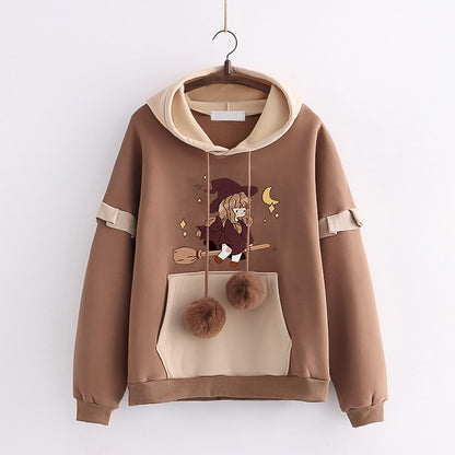 Kawaii Fashion Hoodie Velvet Enchantment of the Broom Girl Coat