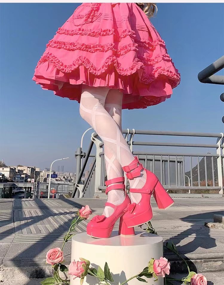 Kawaii Fashion Shoes Midnight Rose Velvet Elegance Heels