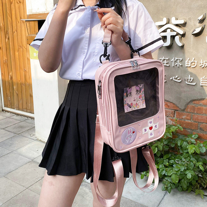 Kawaii Fashion Bag Whimsical Whiskers Embroidered Square Bag