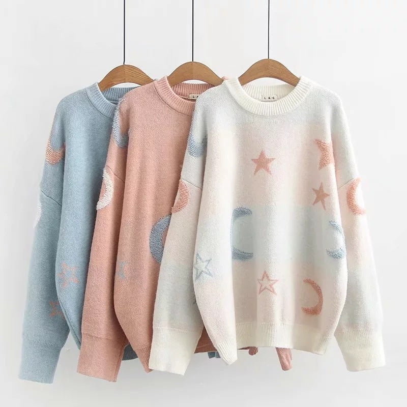Kawaii Fashion Sweater Clover Knits and Lavender Dreams Sweater