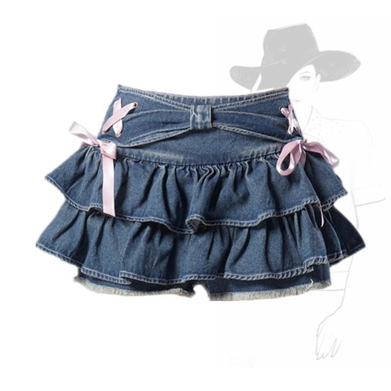 Kawaii Fashion Skirt Twilight Breeze Pleated Bow Skirt