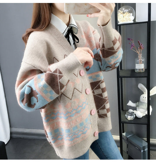 Kawaii Fashion Sweater Whimsical Cloudberry Knitted Cardigan