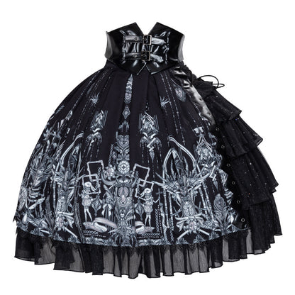 Kawaii Fashion Goth Dress Gilded Whispers Chiffon Empress Ensemble