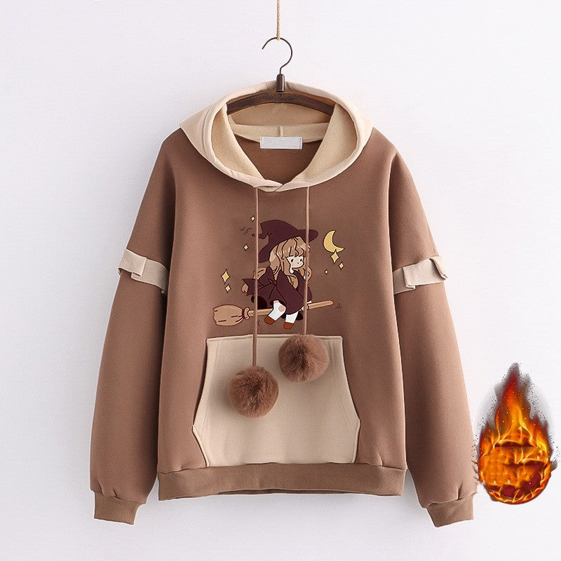 Kawaii Fashion Hoodie Velvet Enchantment of the Broom Girl Coat