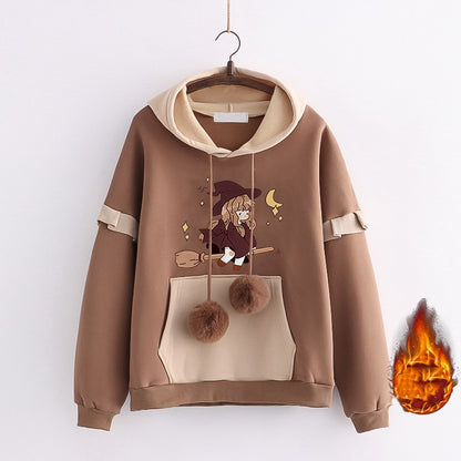 Kawaii Fashion Hoodie Velvet Enchantment of the Broom Girl Coat