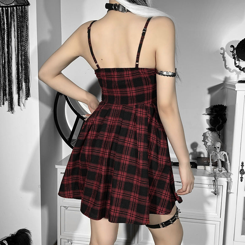 Kawaii Fashion Punk Dress Crimson Candy Dream Suspender Dress