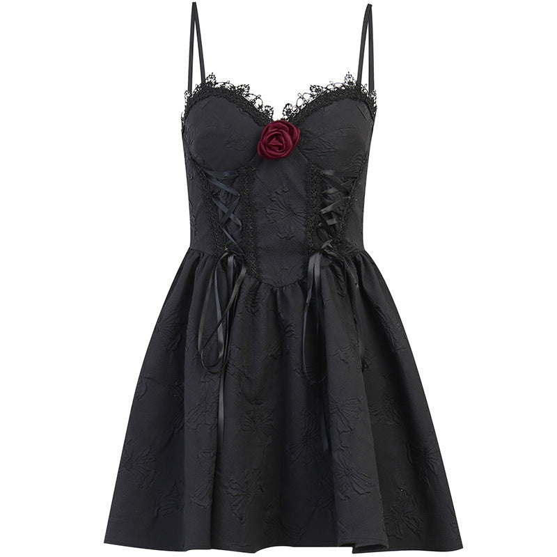 Kawaii Fashion Goth Dress Midnight Velvet Whispers Suspenders Dress