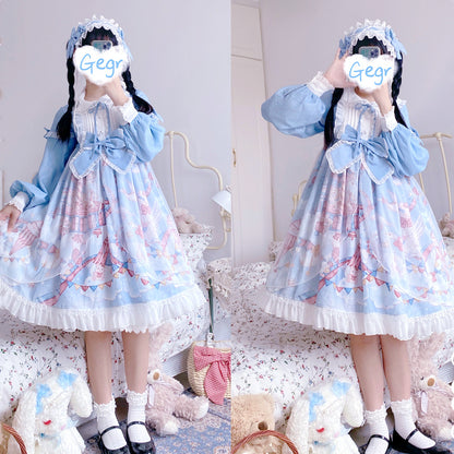 Cyan Whispers of Doll Collar Bliss Dress