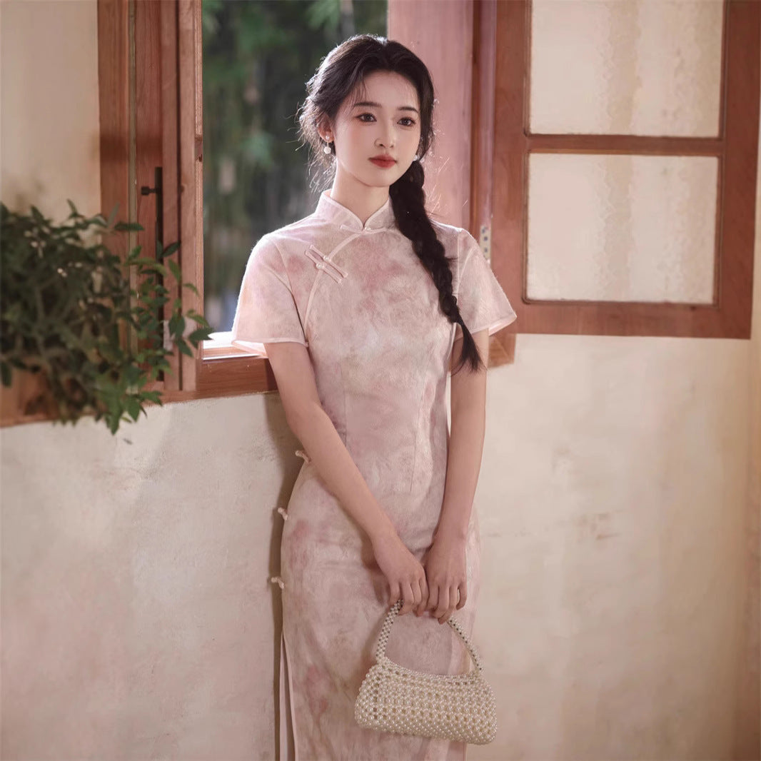 Kawaii Fashion China Dress Twilight Rose Bead Embellished Satin Elegance