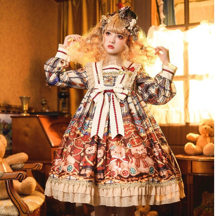 Crimson Whispers Bubble Sleeve Enchantment Dress