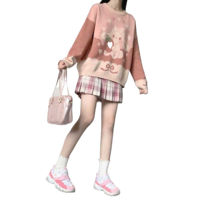 Kawaii Fashion Sweater Whimsical Jacquard Dreamweaver Pullover