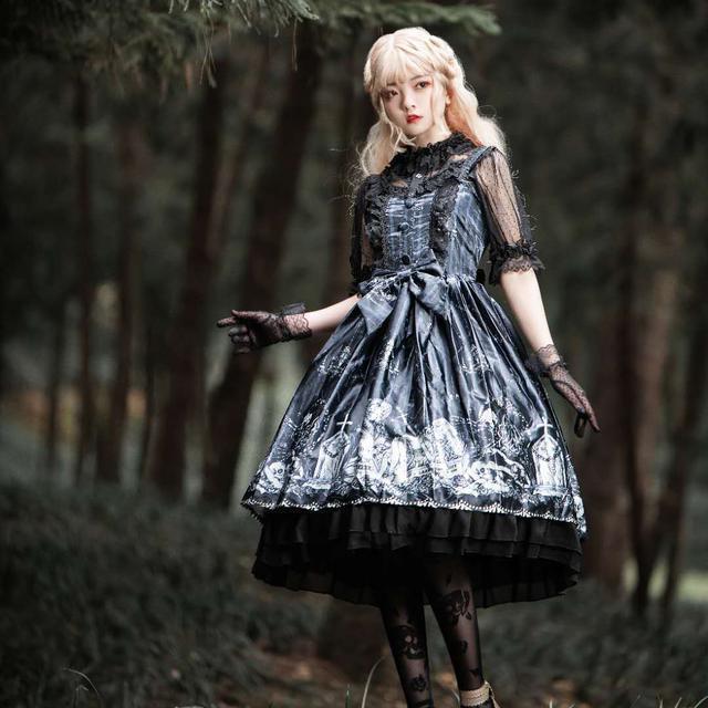 Kawaii Fashion Goth Dress Whispers of Frosted Moonlight Dress