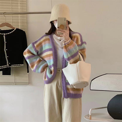 Kawaii Fashion Sweater Whimsical Lavender Dreams Knitted Coat