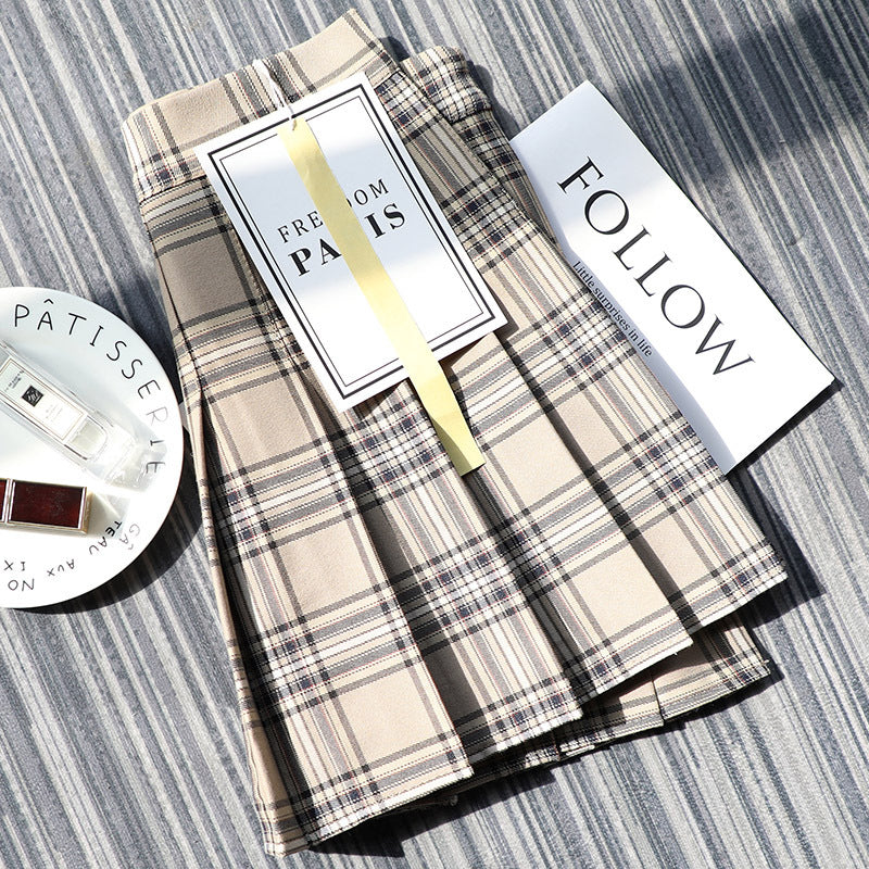 Kawaii Fashion Skirt Lavender Honey Plaid Pleat Skirt