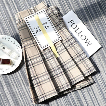Kawaii Fashion Skirt Lavender Honey Plaid Pleat Skirt