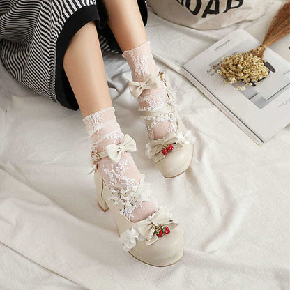Kawaii Fashion Shoes Velvet Whisper Buckle Heels